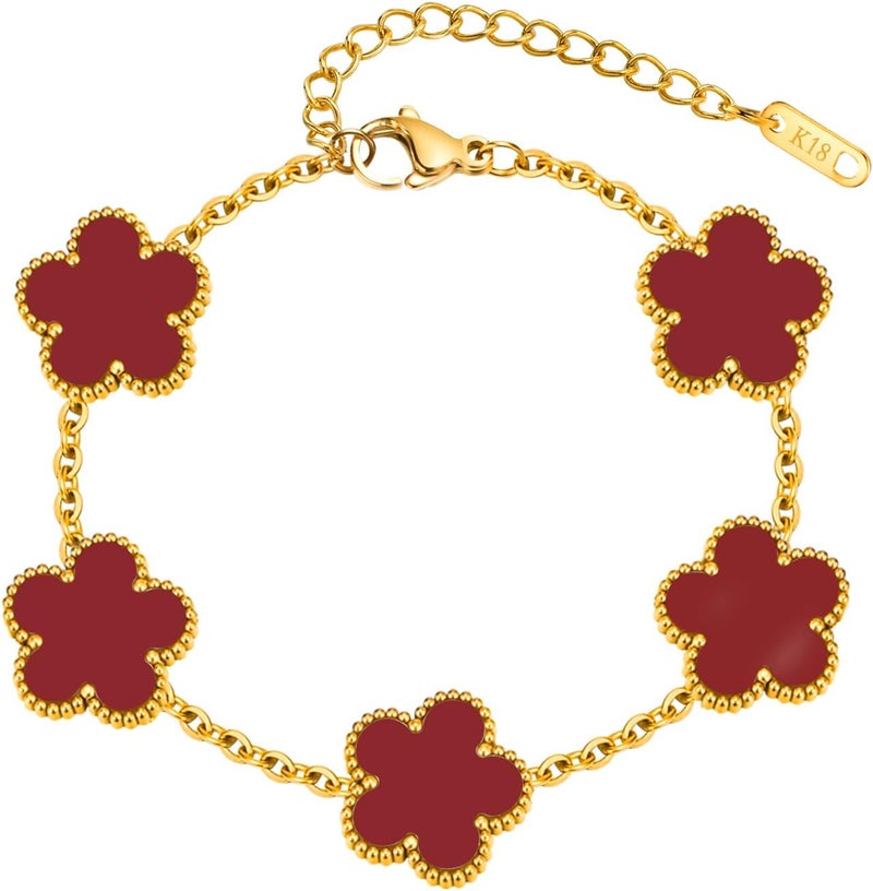 MPRAINBOW Women Gold Bracelets Jewelry Set - 18K Gold Plated Floral Bracelets,Stainless Steel Charm Bracelet Non-Tarnish,Adjustable lucky Chain Set Trendy Gift,Christmas Valentines Birthday Gifts for Girlfriend - Image 1